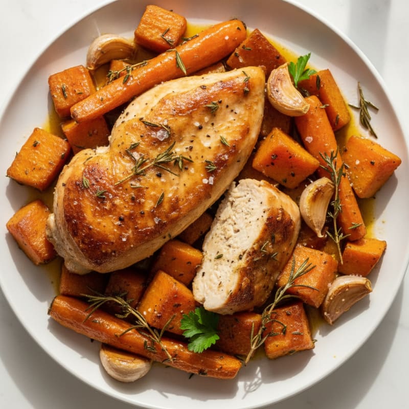 Garlic Herb Roasted Chicken with Root Vegetables