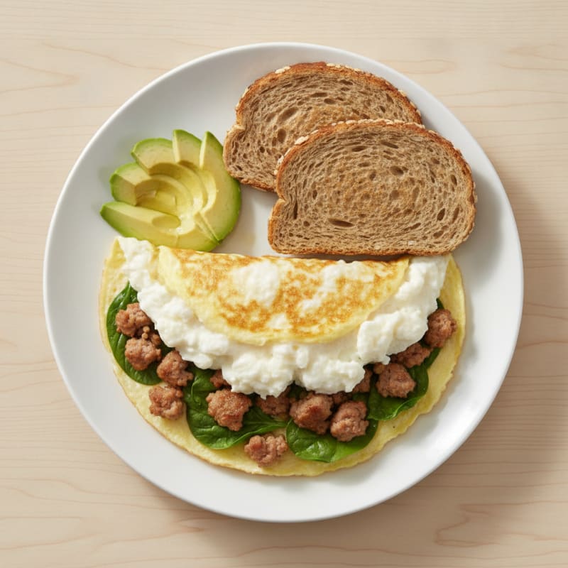 Egg White Spinach Omelette with Turkey Sausage
