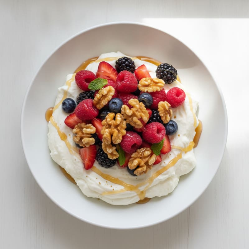 Greek Yogurt Protein Mousse with Mixed Berries