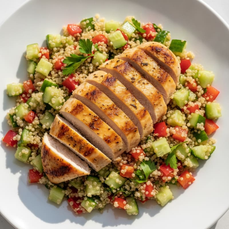Grilled Chicken Breast with Crunchy Quinoa Salad