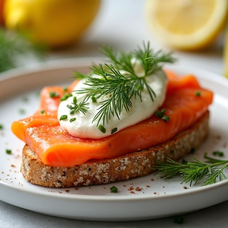 Open-Face Herb-Crusted Smoked Salmon Toast with Whipped Lemon Cream Cheese