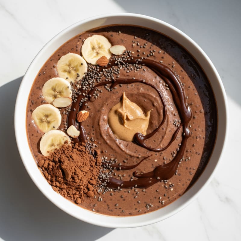 Chocolate Protein Shake with Almond Milk and Chia Seeds