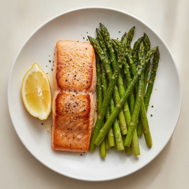 Pan-Seared Salmon with Roasted Asparagus