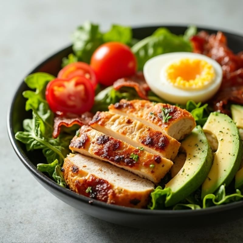 Grilled Chicken Cobb Salad with Fresh Greens and Crispy Bacon