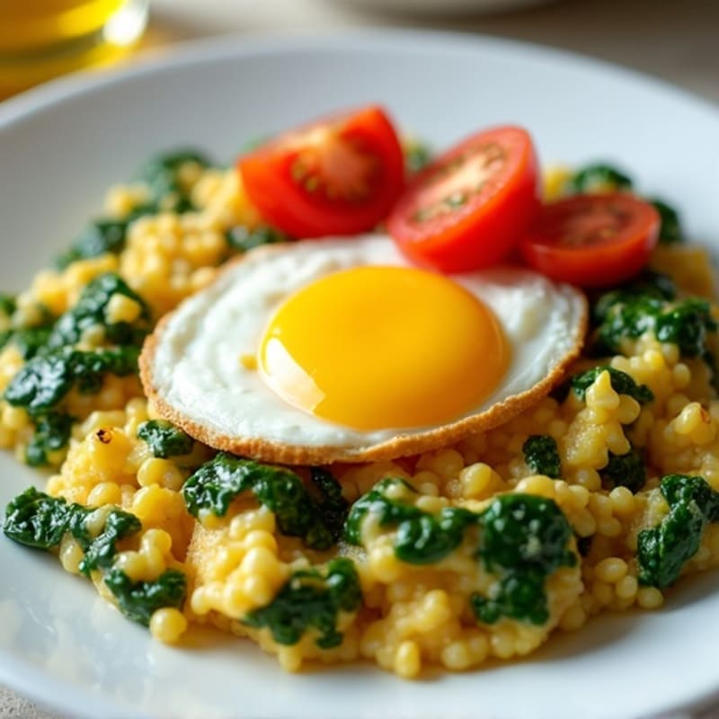 Fluffy Scrambled Eggs with Spinach and Tomato