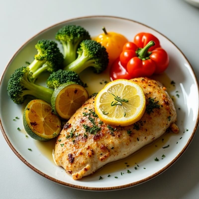 Herb-Crusted Lemon Garlic Chicken with Roasted Vegetables