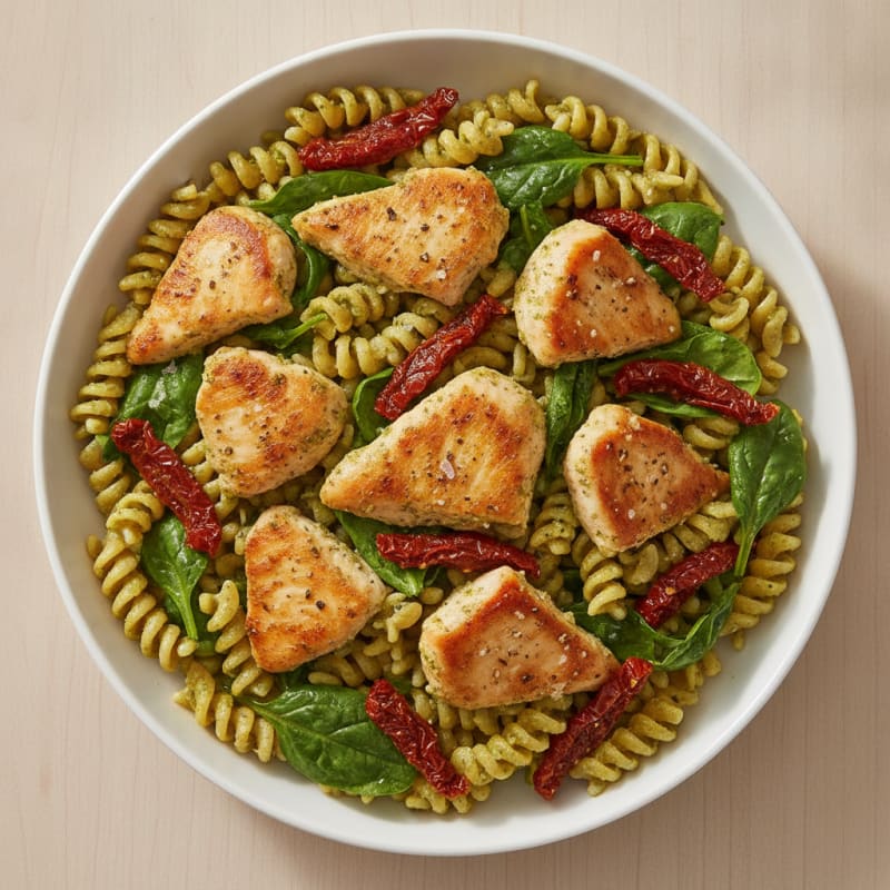 Pesto Chicken Pasta with Sun-Dried Tomatoes