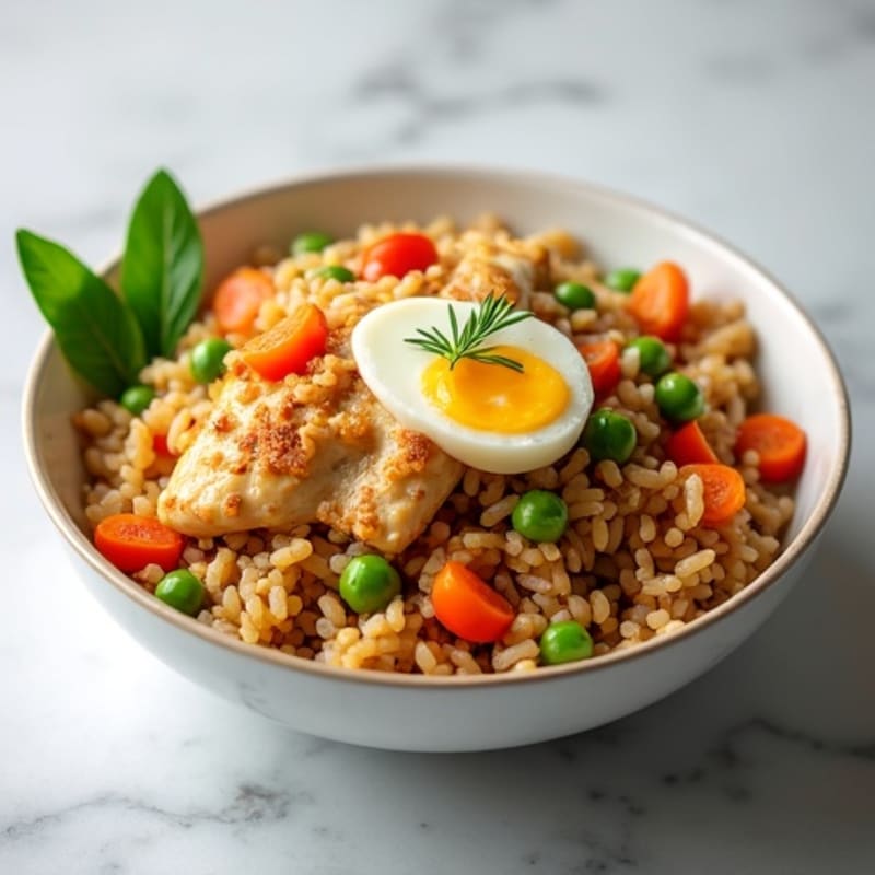 Healthy Chicken Fried Rice with Crispy Vegetables