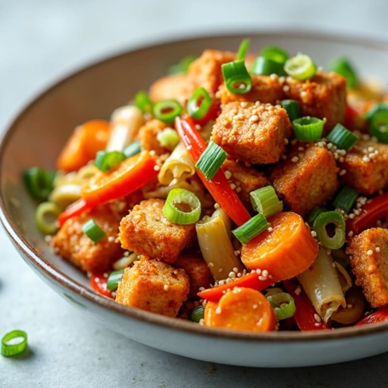 Crispy Tempeh Cabbage Stir-Fry with Ginger Sauce