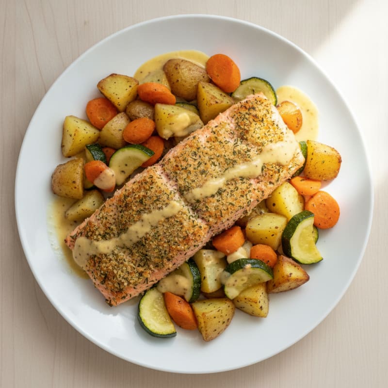 Herb-Crusted Salmon with Roasted Vegetables