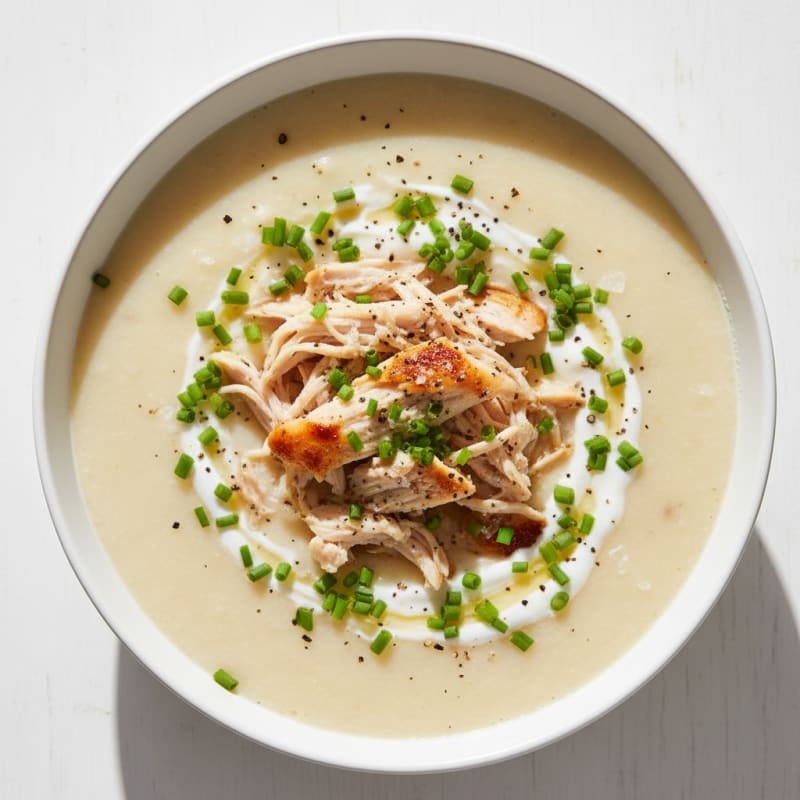 Roasted Garlic Cauliflower Soup with Chives