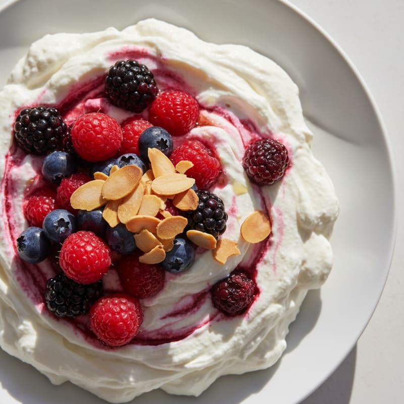 Greek Yogurt Protein Mousse with Mixed Berries