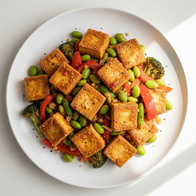 Crispy Chili-Garlic Tofu Stir-Fry