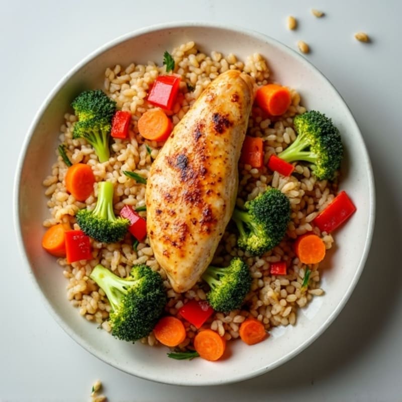 Chicken and Crispy Vegetable Brown Rice Stir-Fry