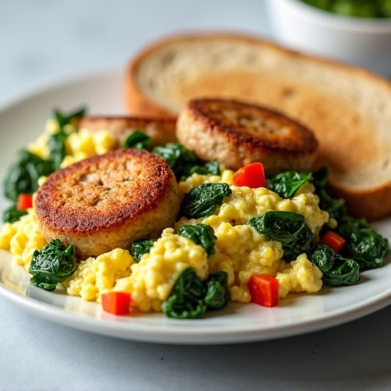 Egg White and Turkey Sausage Scramble with Spinach