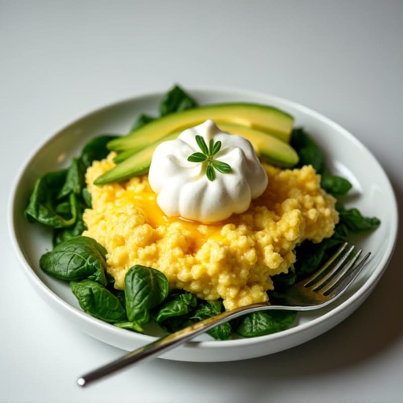 Egg White and Spinach Scramble with Cottage Cheese