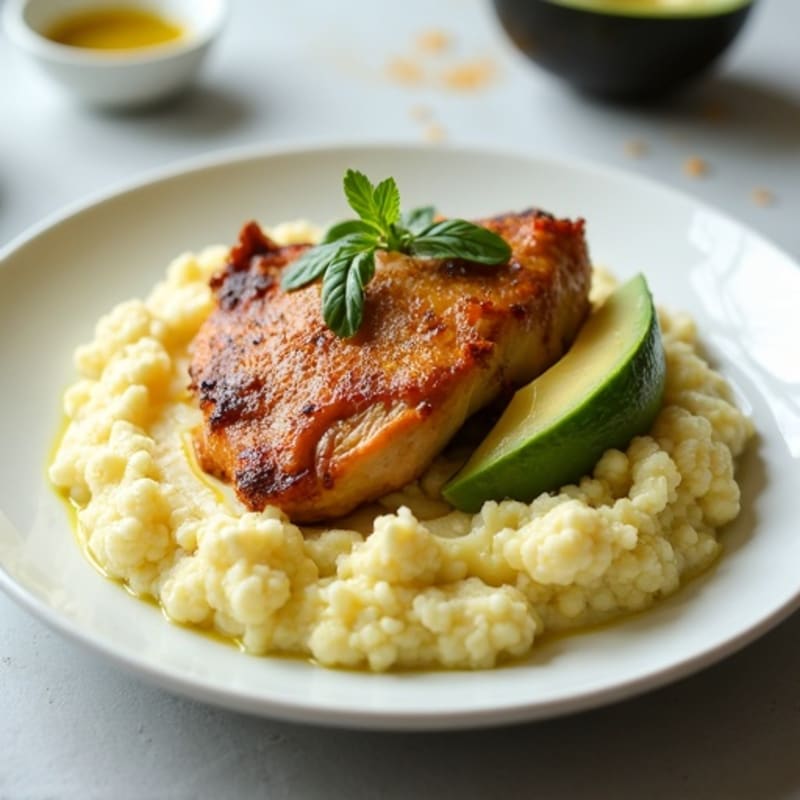 Creamy Mashed Cauliflower with Tender Braised Chicken
