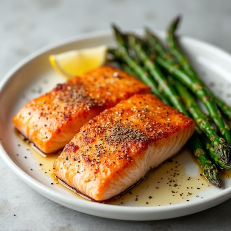 Crispy Pan-Seared Salmon with Roasted Asparagus