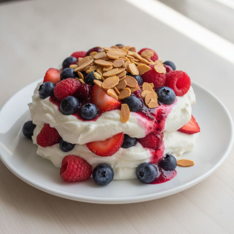 Greek Yogurt Protein Parfait with Mixed Berries and Almonds