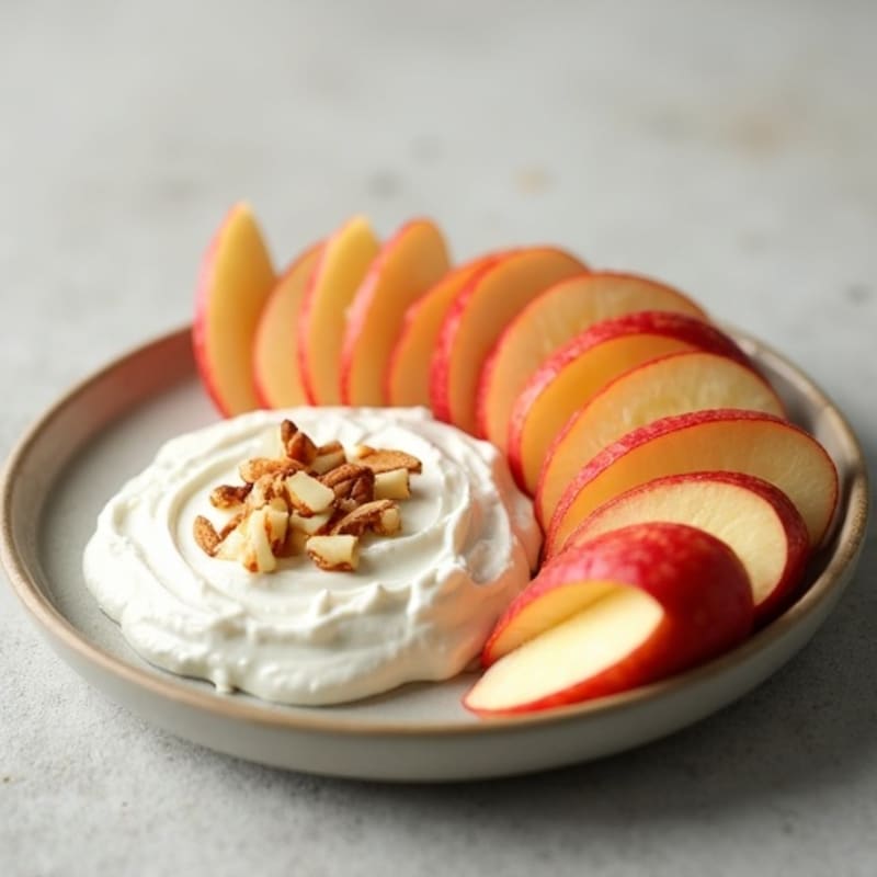 Crisp Apple Slices with Creamy Vanilla Greek Yogurt Nut Dip