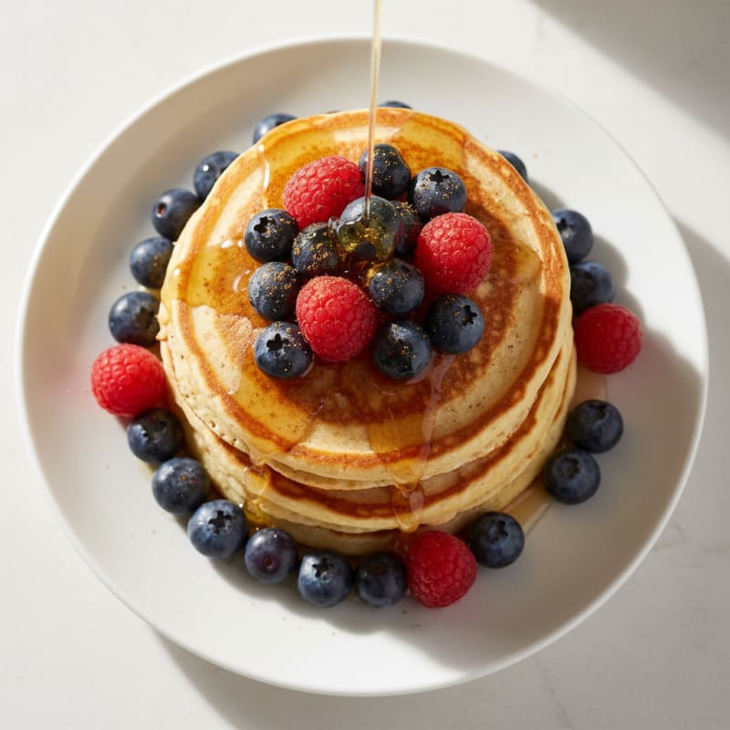 Cottage Cheese Protein Pancakes with Fresh Berries
