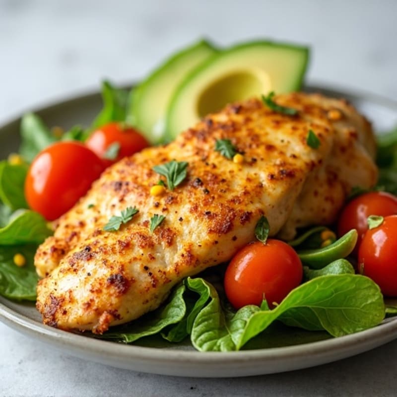 Spiced Lemon Garlic Chicken with Fresh Veggie Salad