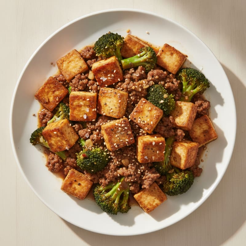 Pan-Seared Tofu and Beef Stir-Fry