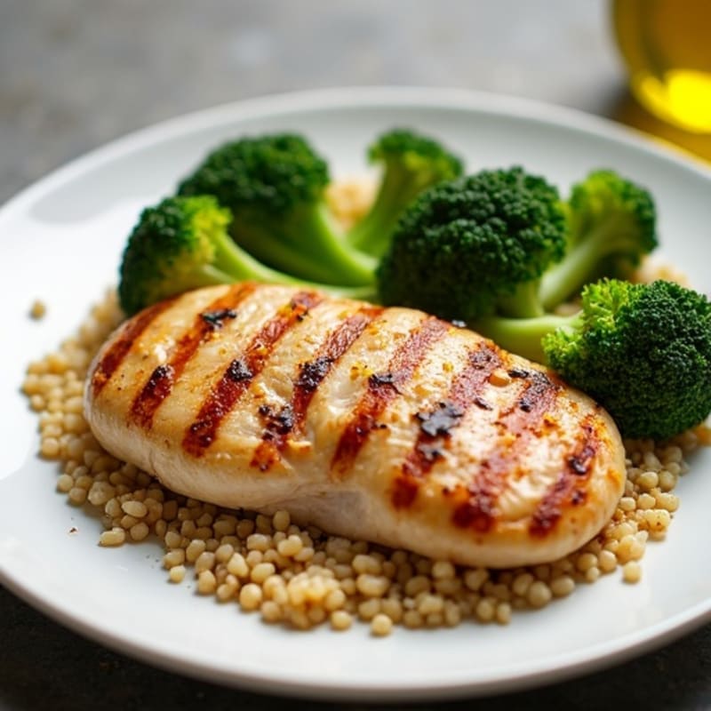 Grilled Chicken Breast with Quinoa and Steamed Broccoli