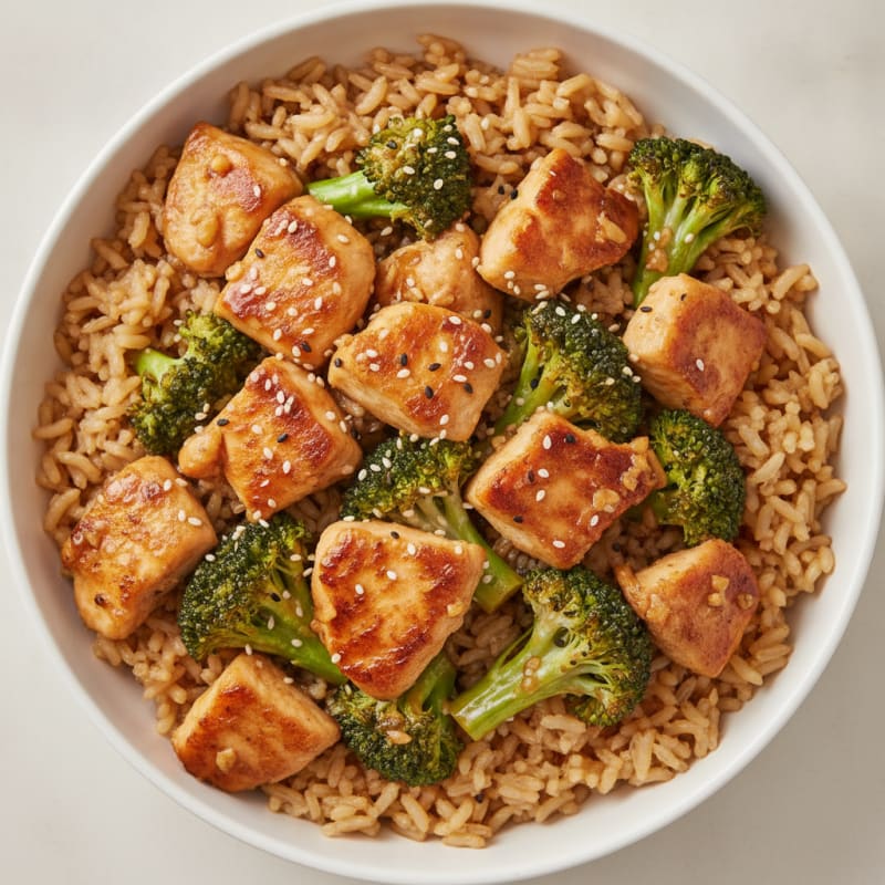 Garlic Chicken and Broccoli Rice Bowl