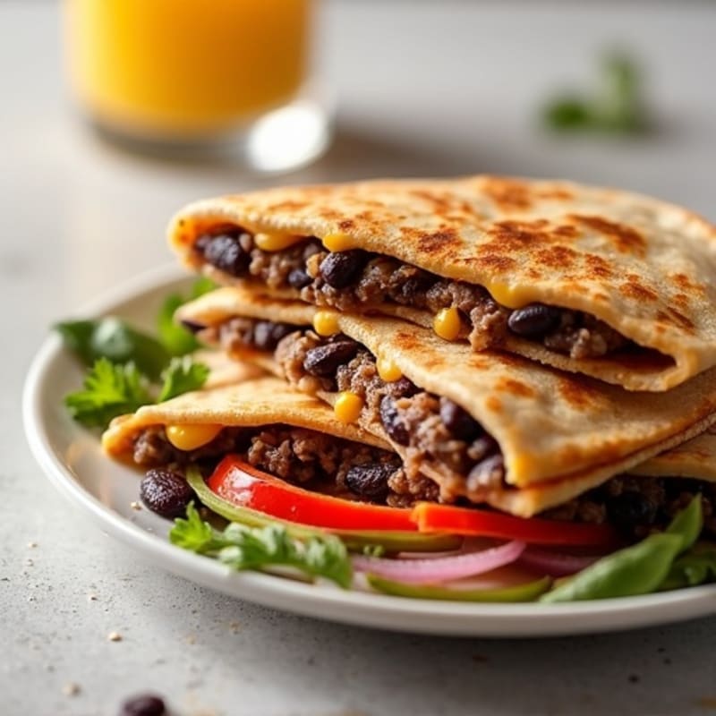 Crispy Lean Steak and Black Bean Quesadillas
