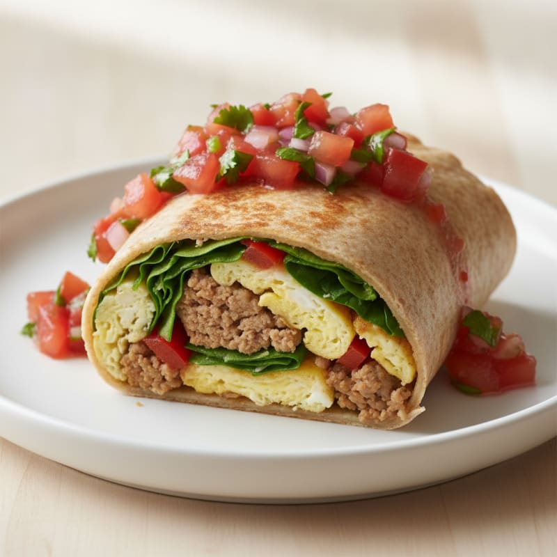 Loaded Breakfast Burrito with Salsa
