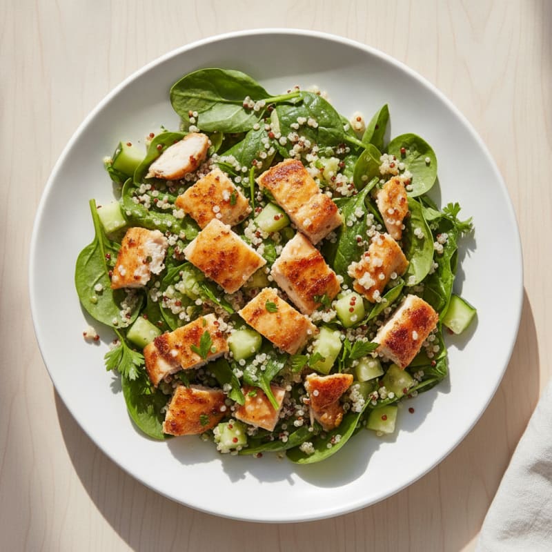 Lemon Herb Chicken Salad with Quinoa and Spinach
