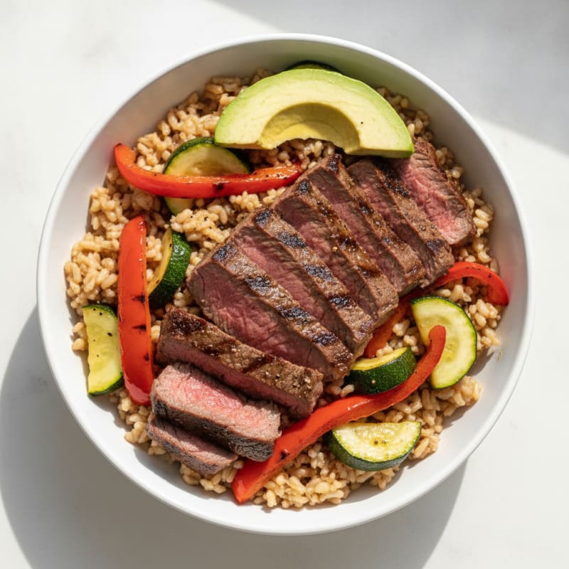 Grilled Steak and Vegetable Rice Bowl