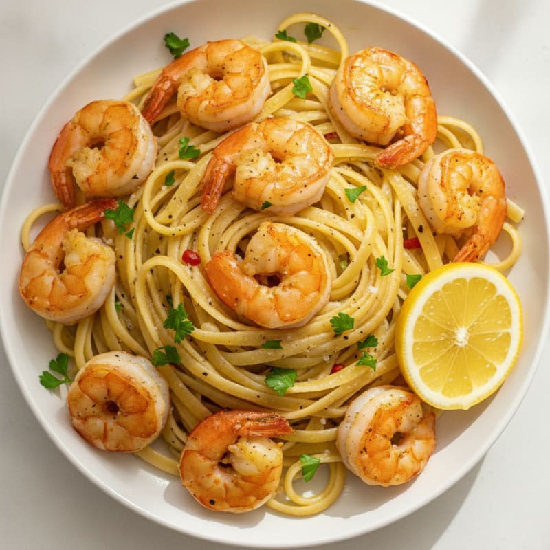 Garlic Butter Shrimp Scampi with Linguine