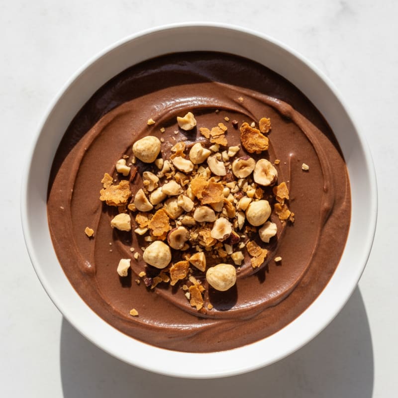 Silky Chocolate Protein Pudding with Toasted Hazelnuts