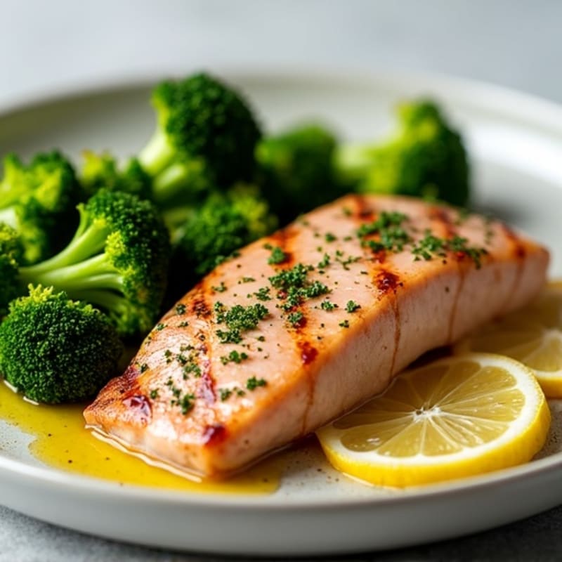 Garlic-Herb Pan-Seared Tuna with Roasted Broccoli