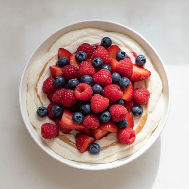 Greek Yogurt Protein Mousse with Mixed Berries