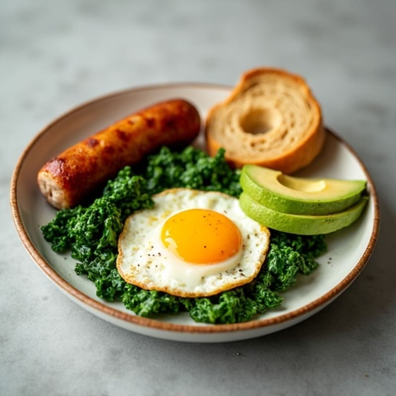 Crispy Turkey Sausage and Egg White Scramble with Spinach