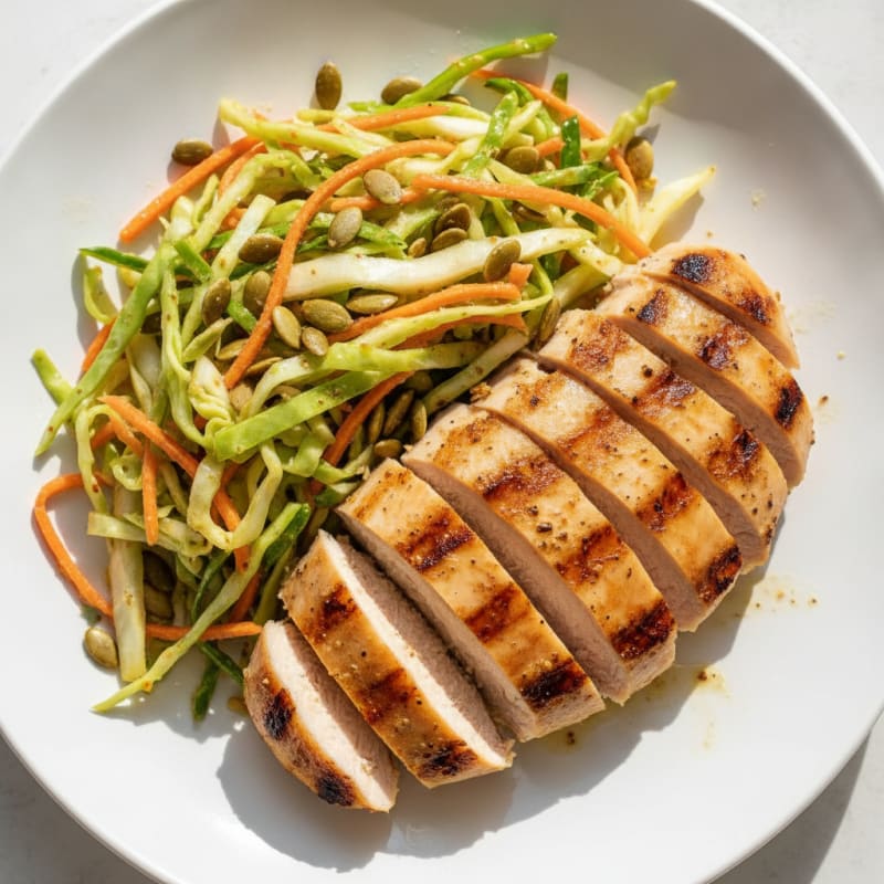 Grilled Chicken Breast with Crunchy Cabbage Slaw