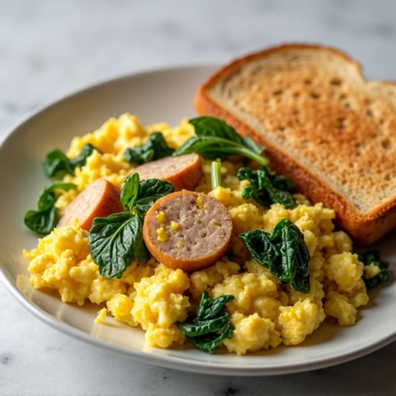 Egg White and Turkey Sausage Scramble with Spinach