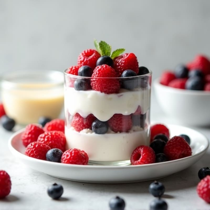 Greek Yogurt and Whey Protein Parfait with Berries