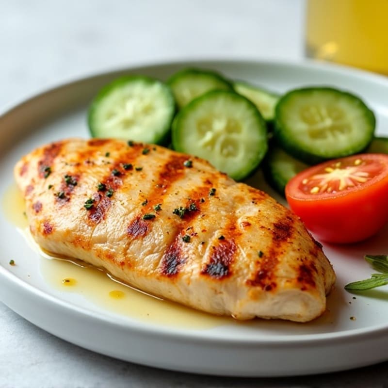 Grilled Chicken Breast with Cucumber Tomato Salad