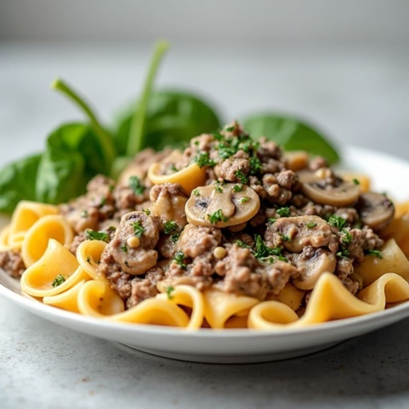 Creamy Lean Beef and Mushroom Pasta