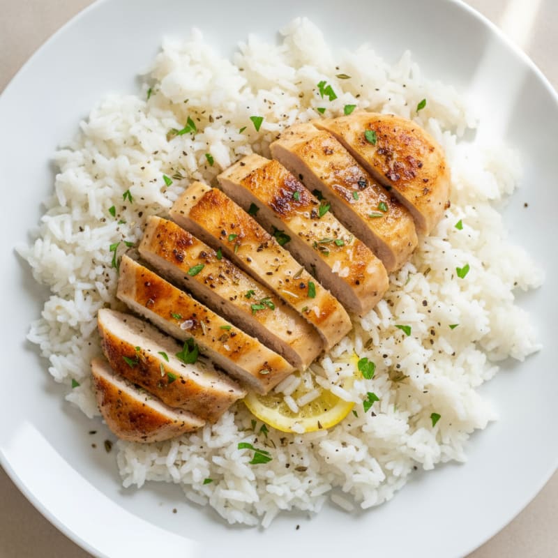 Garlic Herb Chicken with White Rice