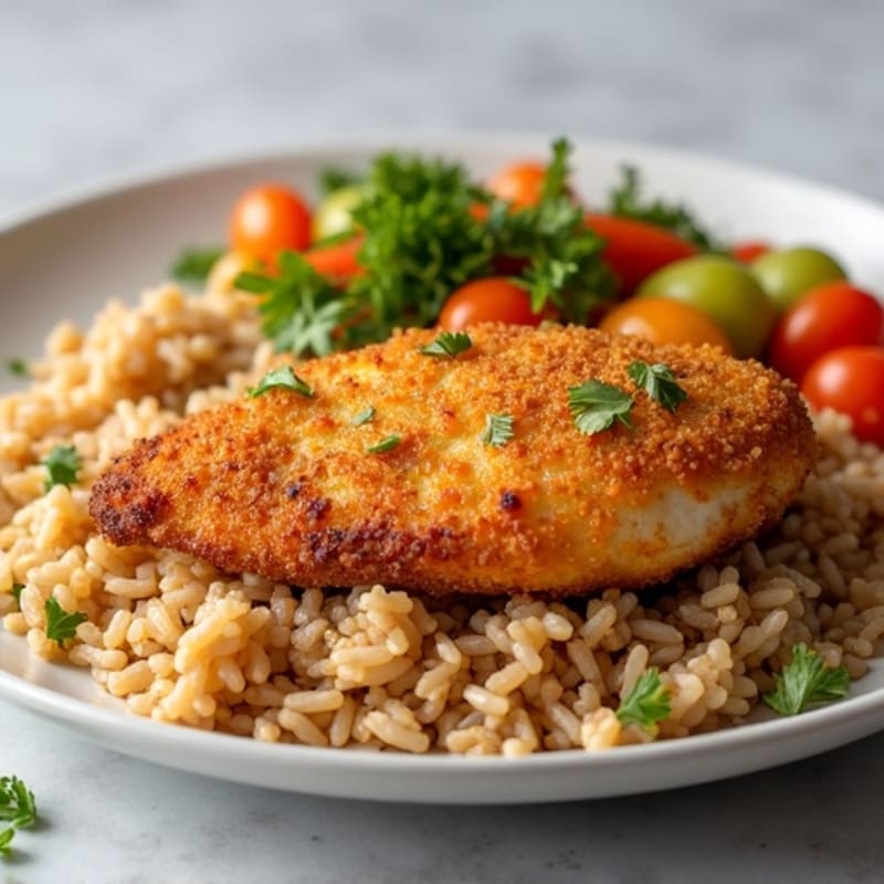 Crispy Chicken and Veggie Brown Rice