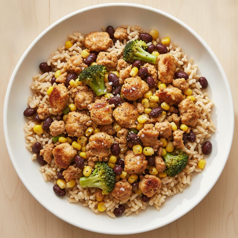 Turkey, Corn, and Black Bean Rice Bowl