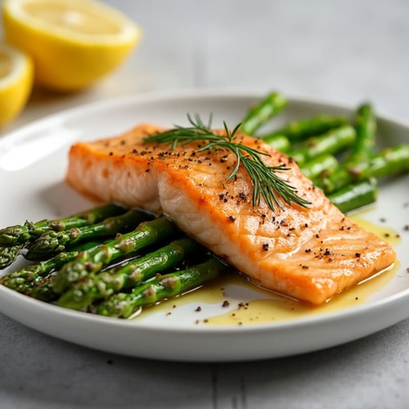 Flaky Baked Salmon with Lemon-Herb Roasted Asparagus
