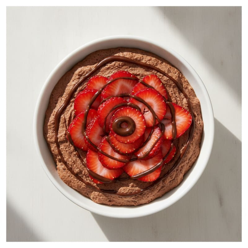 Chocolate Protein Mousse with Silken Tofu and Fresh Strawberries