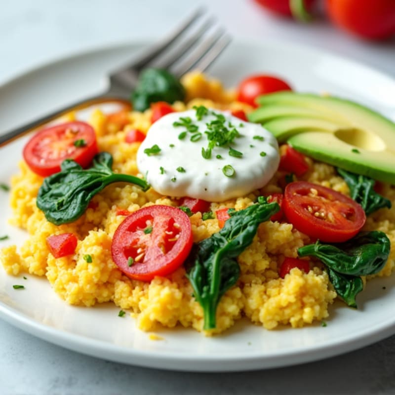 Egg White Veggie Scramble with Cottage Cheese