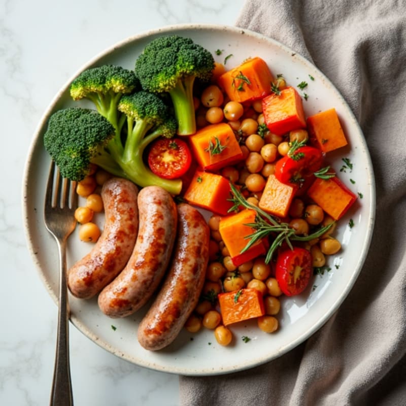Herb-Roasted Sausage and Sweet Potato Sheet Pan Dinner